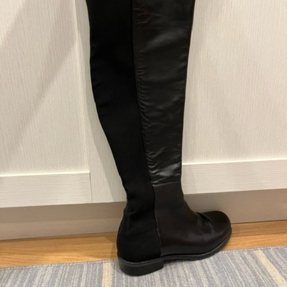 AUTHENTIC Stuart Weitzman 50-50 Over the Knee Black Leather Boots, Size 5 - Picture 7 of 12